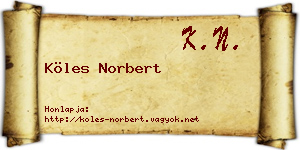 Köles Norbert névjegykártya